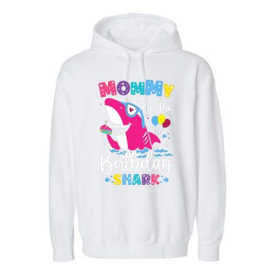 Mommy Of The Shark Birthday Mom Matching Family Garment-Dyed Fleece Hoodie