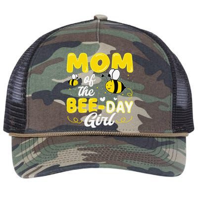 Mom Of The Bee Day Girl Hive Party Matching Birthday Sweet Retro Rope Trucker Hat Cap