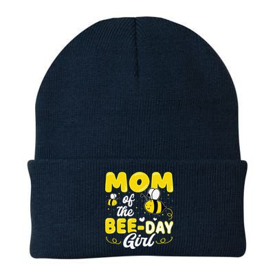 Mom Of The Bee Day Girl Hive Party Matching Birthday Sweet Knit Cap Winter Beanie