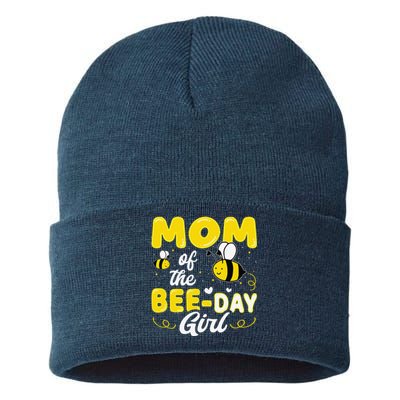 Mom Of The Bee Day Girl Hive Party Matching Birthday Sweet Sustainable Knit Beanie