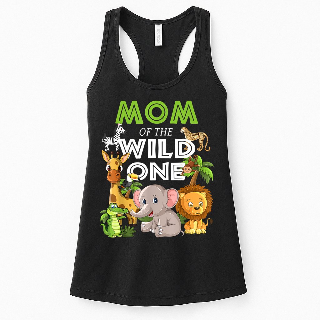 Mom Of The Wild One Zoo Birthday Safari Jungle Animal Womens Tank Top