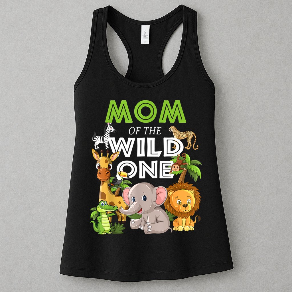 Mom Of The Wild One Zoo Birthday Safari Jungle Animal Womens Tank Top