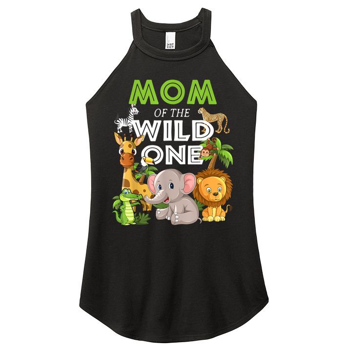 Mom Of The Wild One Zoo Birthday Safari Jungle Animal Women's Perfect Tri Rocker Tank