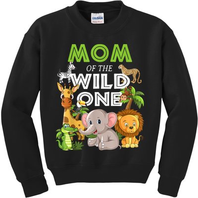 Mom Of The Wild One Zoo Birthday Safari Jungle Animal Kids Sweatshirt