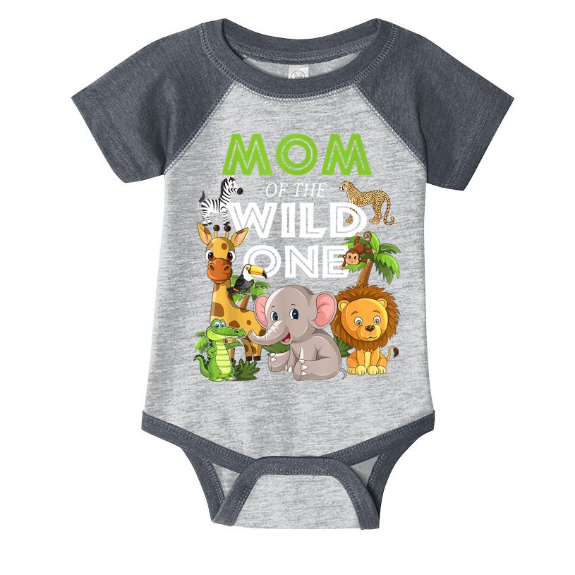 Mom Of The Wild One Zoo Birthday Safari Jungle Animal Infant Baby Jersey Bodysuit