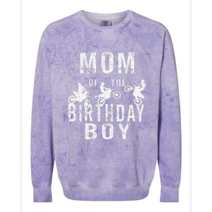 Mom Of The Birthday Boy Dirt Bike Bday Party Colorblast Crewneck Sweatshirt