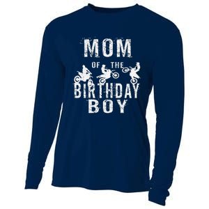 Mom Of The Birthday Boy Dirt Bike Bday Party Cooling Performance Long Sleeve Crew