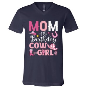 Mom Of The Birthday Cowgirl Rodeo Party Bday Girl Party V-Neck T-Shirt