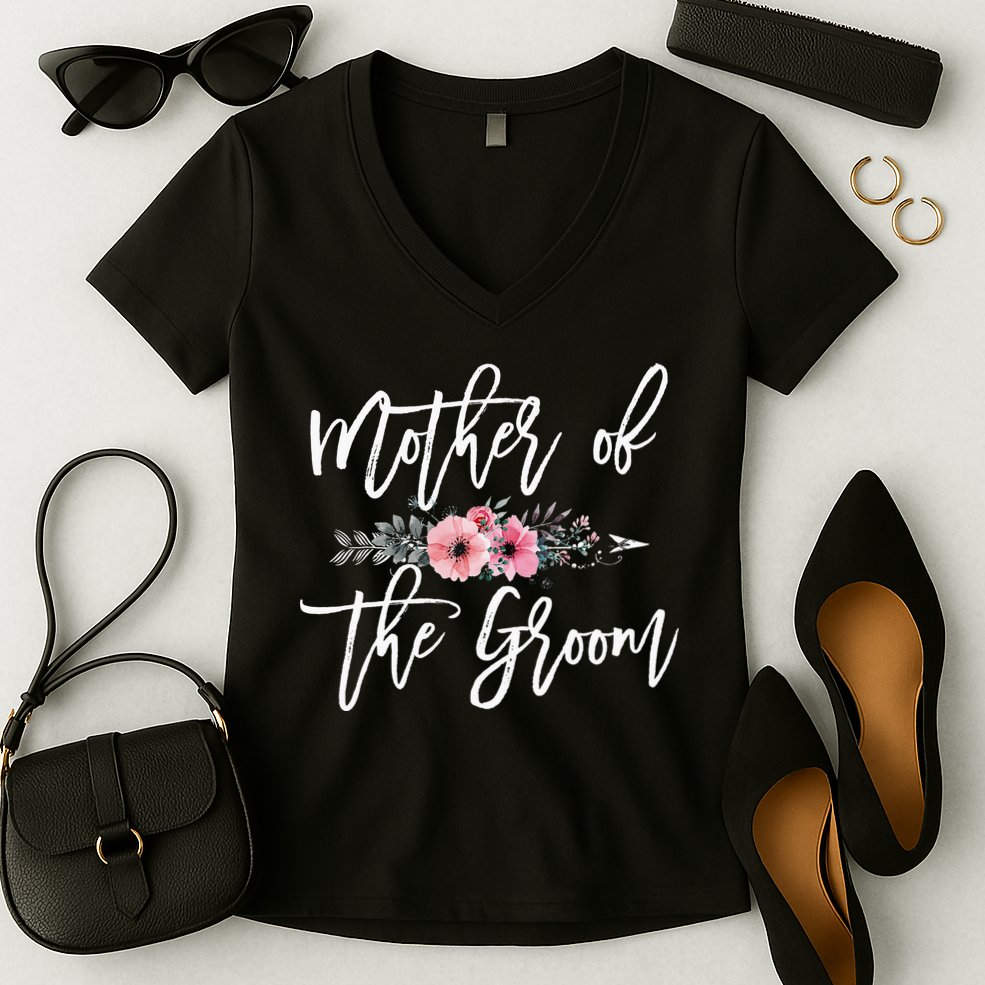Mother of the Groom I Loved Him First Mother's Day Wedding Women's V-Neck T-Shirt