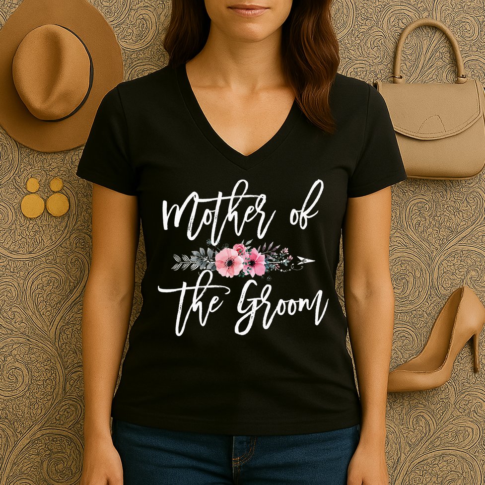 Mother of the Groom I Loved Him First Mother's Day Wedding Women's V-Neck T-Shirt