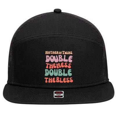 Mother Of Twins Double The Mess Double The Bless Funny 7 Panel Mesh Trucker Snapback Hat
