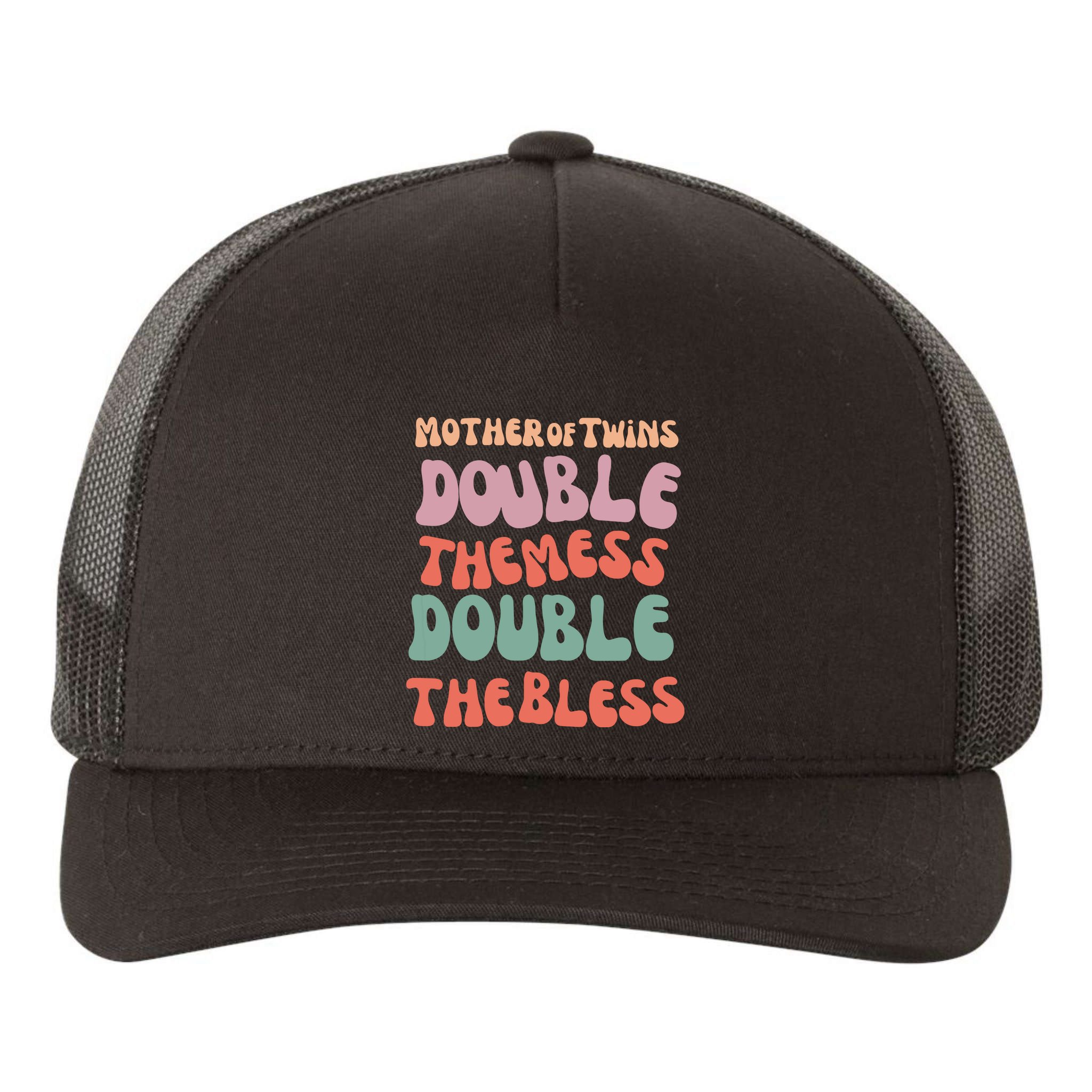 Mother Of Twins Double The Mess Double The Bless Funny Yupoong Adult 5-Panel Trucker Hat