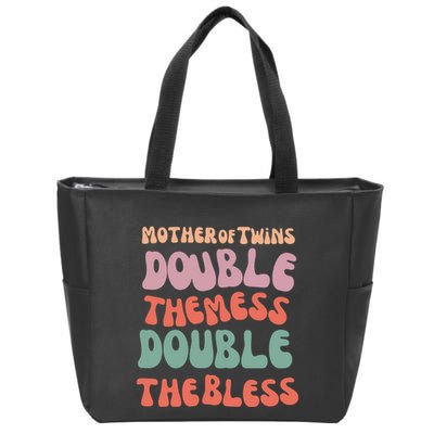 Mother Of Twins Double The Mess Double The Bless Funny Zip Tote Bag