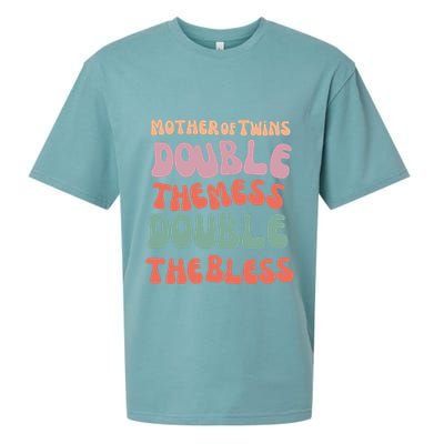 Mother Of Twins Double The Mess Double The Bless Funny Sueded Cloud Jersey T-Shirt