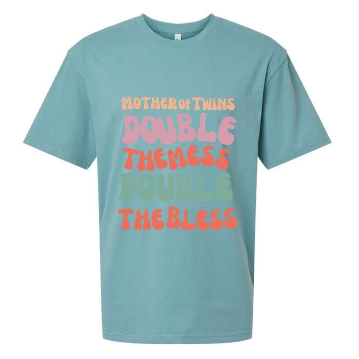 Mother Of Twins Double The Mess Double The Bless Funny Sueded Cloud Jersey T-Shirt