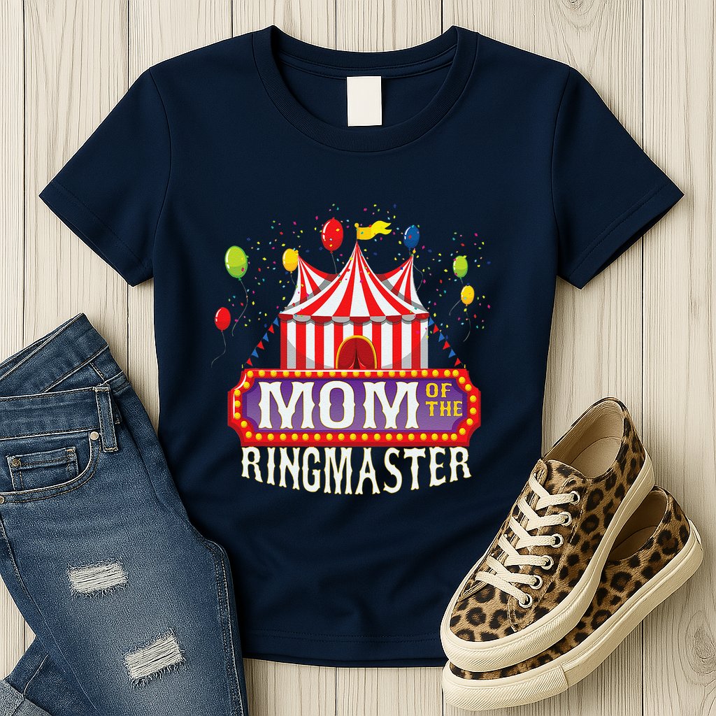 Mom Of The Birthday Ringmaster Circus Party Bday Womens T-Shirt
