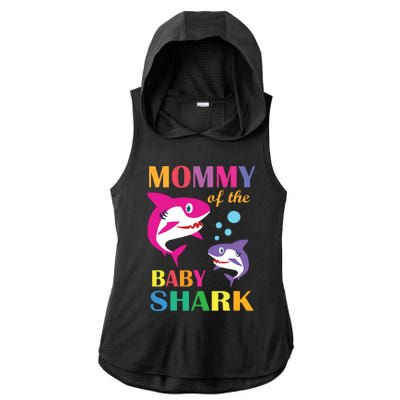 Mommy Of The Baby Birthday Shark Mommy Shark Mother's Day Ladies PosiCharge Tri-Blend Wicking Draft Hoodie Tank