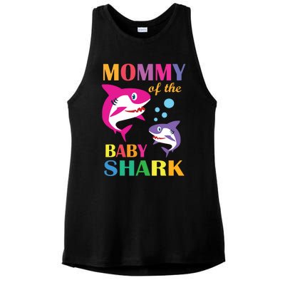 Mommy Of The Baby Birthday Shark Mommy Shark Mother's Day Ladies PosiCharge Tri-Blend Wicking Tank