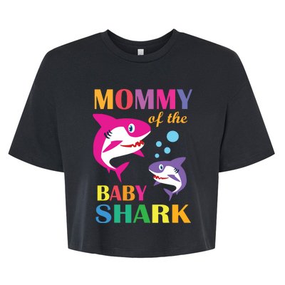 Mommy Of The Baby Birthday Shark Mommy Shark Mother's Day Bella+Canvas Jersey Crop Tee