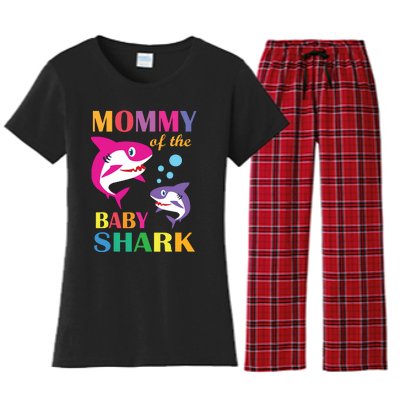 Mommy Of The Baby Birthday Shark Mommy Shark Mother's Day Women's Flannel Pajama Set