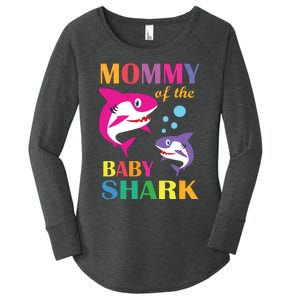 Mommy Of The Baby Birthday Shark Mommy Shark Mother's Day Women's Perfect Tri Tunic Long Sleeve Shirt