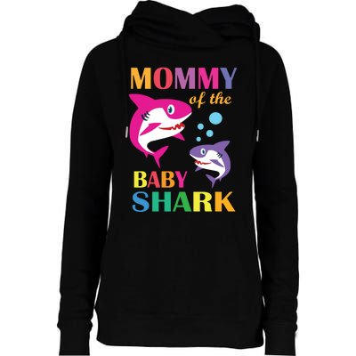 Mommy Of The Baby Birthday Shark Mommy Shark Mother's Day Womens Funnel Neck Pullover Hood