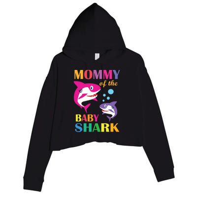 Mommy Of The Baby Birthday Shark Mommy Shark Mother's Day Crop Fleece Hoodie