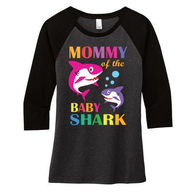 Mommy Of The Baby Birthday Shark Mommy Shark Mother's Day Women's Tri-Blend 3/4-Sleeve Raglan Shirt