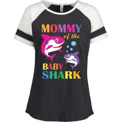 Mommy Of The Baby Birthday Shark Mommy Shark Mother's Day Enza Ladies Jersey Colorblock Tee