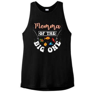 Momma Of The Big One Fishing Birthday Party Bday Celebration Ladies PosiCharge Tri-Blend Wicking Tank