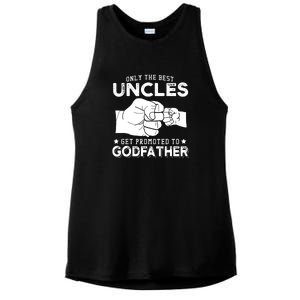 Mens Only The Best Uncles Get Promoted To Godfather Ladies PosiCharge Tri-Blend Wicking Tank