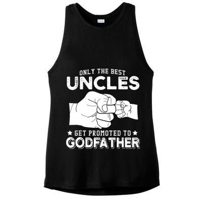 Mens Only The Best Uncles Get Promoted To Godfather Ladies PosiCharge Tri-Blend Wicking Tank