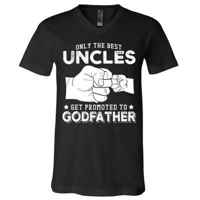 Mens Only The Best Uncles Get Promoted To Godfather V-Neck T-Shirt