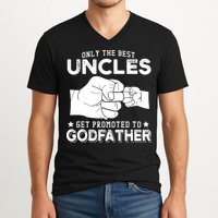 Mens Only The Best Uncles Get Promoted To Godfather V-Neck T-Shirt