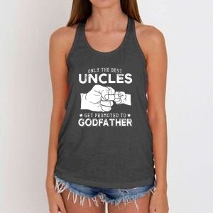 Mens Only The Best Uncles Get Promoted To Godfather Women's Knotted Racerback Tank