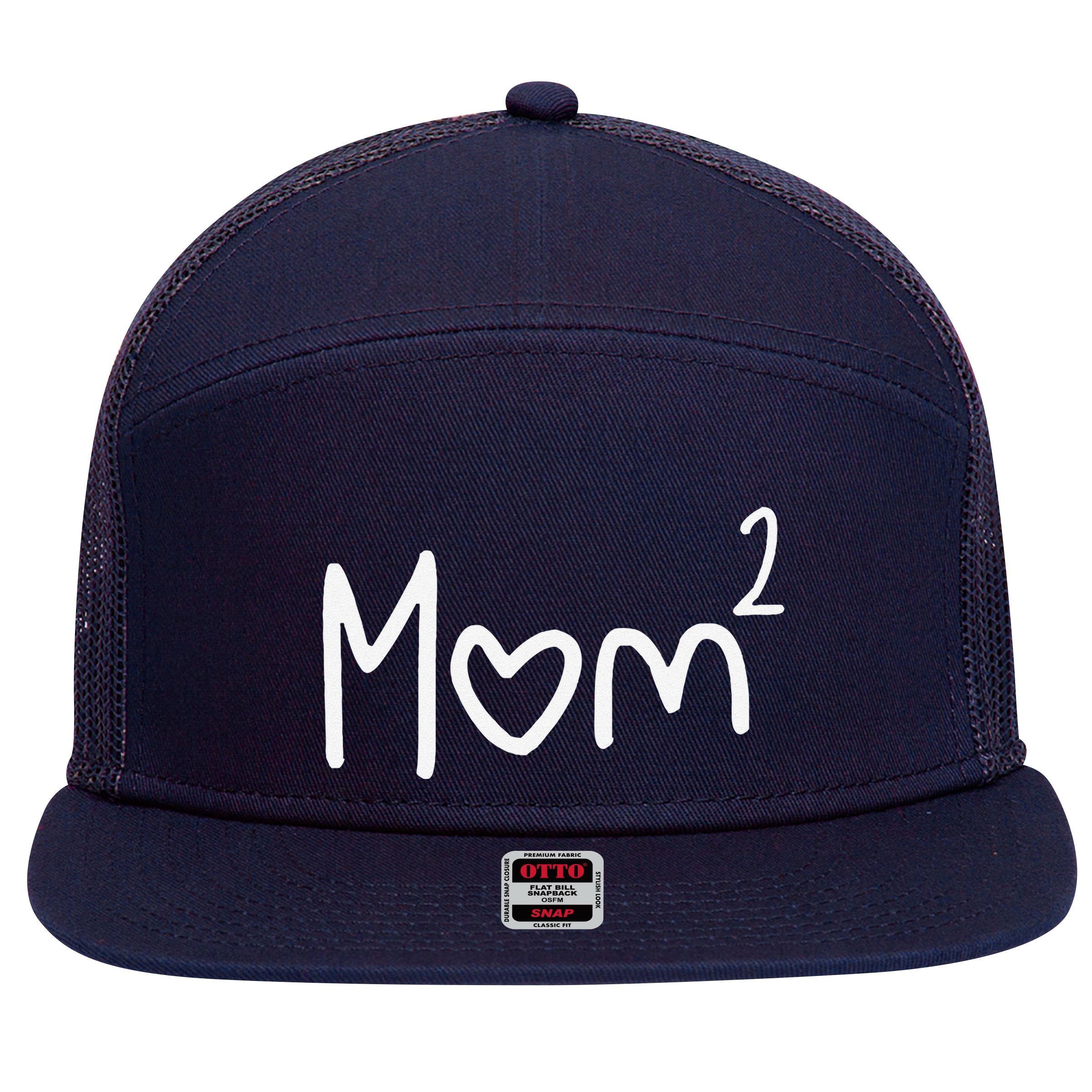 Mom Of Two Mother Day Mom 2 Squared Mommy 7 Panel Mesh Trucker Snapback Hat
