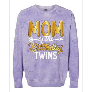 Mom Of The Birthday Twins Mothers Day Motherhood Colorblast Crewneck Sweatshirt