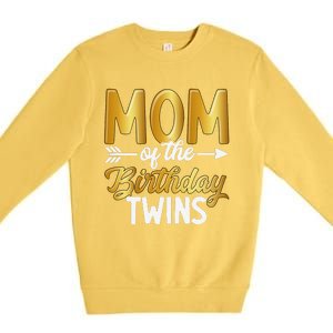 Mom Of The Birthday Twins Mothers Day Motherhood Premium Crewneck Sweatshirt