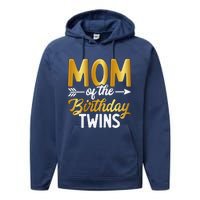 Mom Of The Birthday Twins Mothers Day Motherhood Performance Fleece Hoodie