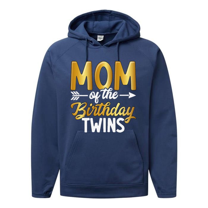 Mom Of The Birthday Twins Mothers Day Motherhood Performance Fleece Hoodie