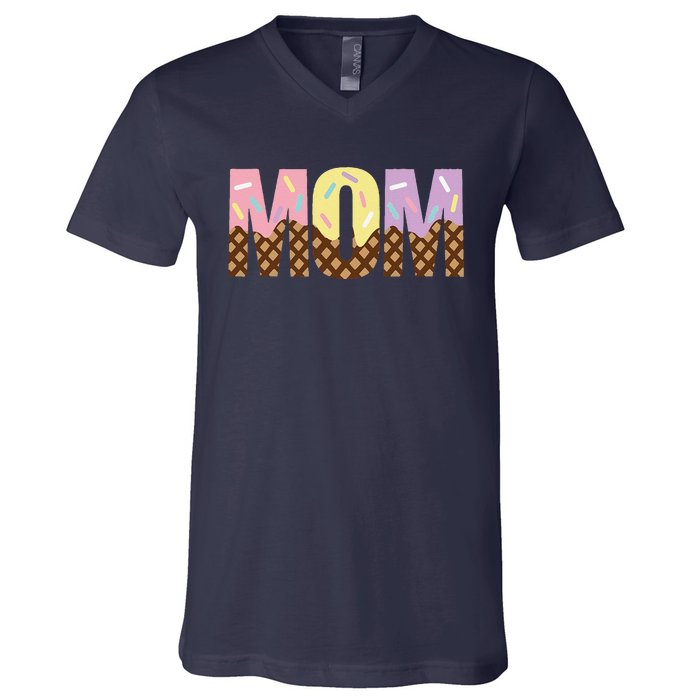 Mom Of The Sweet One Ice Cream 1st First Family MotherS Day V-Neck T-Shirt