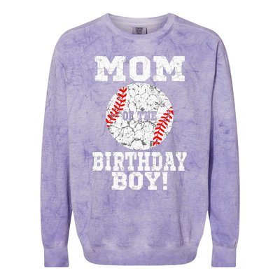 Mom Of The Birthday Boy Baseball Lover Vintage Retro Colorblast Crewneck Sweatshirt