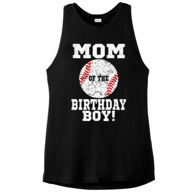 Mom Of The Birthday Boy Baseball Lover Vintage Retro Ladies PosiCharge Tri-Blend Wicking Tank