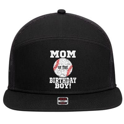 Mom Of The Birthday Boy Baseball Lover Vintage Retro 7 Panel Mesh Trucker Snapback Hat