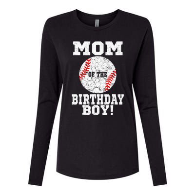 Mom Of The Birthday Boy Baseball Lover Vintage Retro Womens Cotton Relaxed Long Sleeve T-Shirt