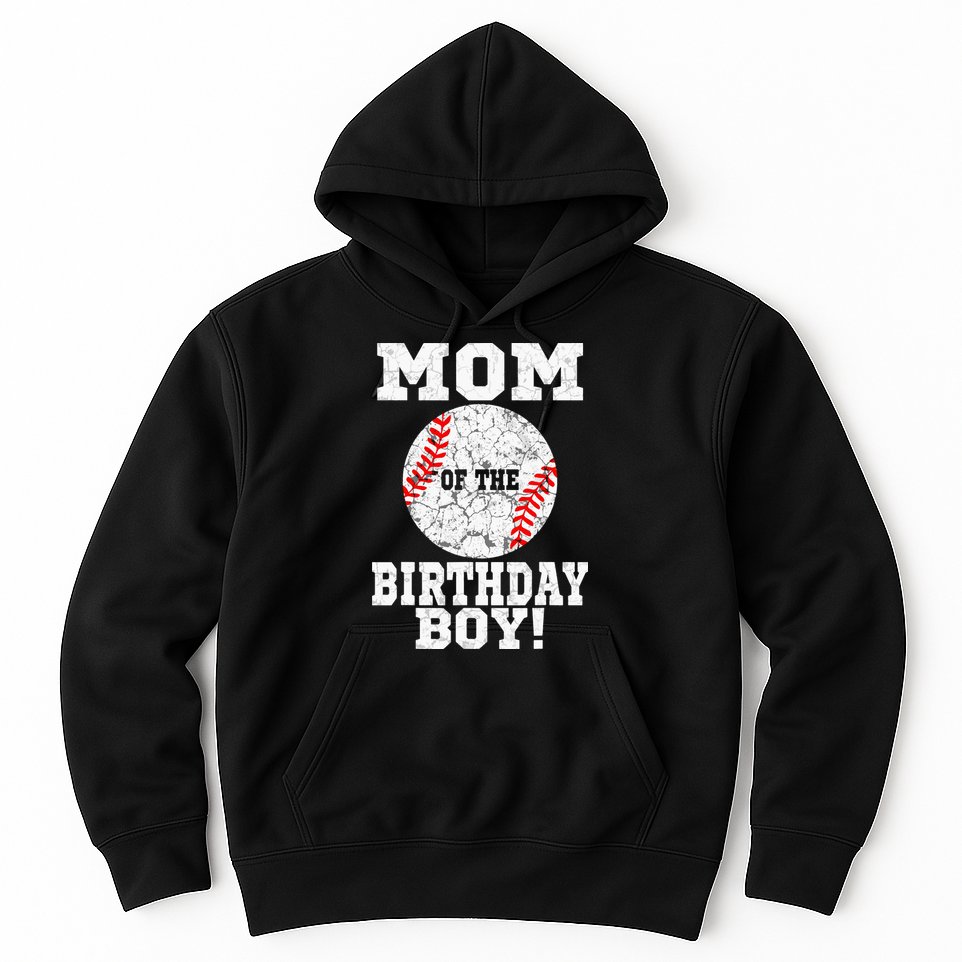 Mom Of The Birthday Boy Baseball Lover Vintage Retro Hoodie