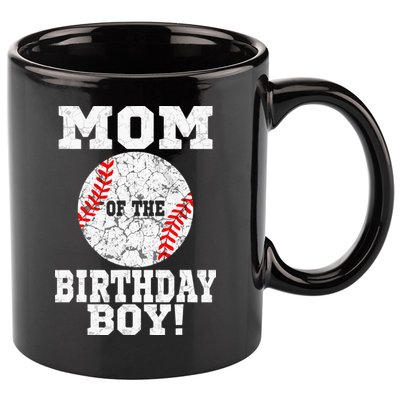 Mom Of The Birthday Boy Baseball Lover Vintage Retro 11oz C Handle Ceramic Mug