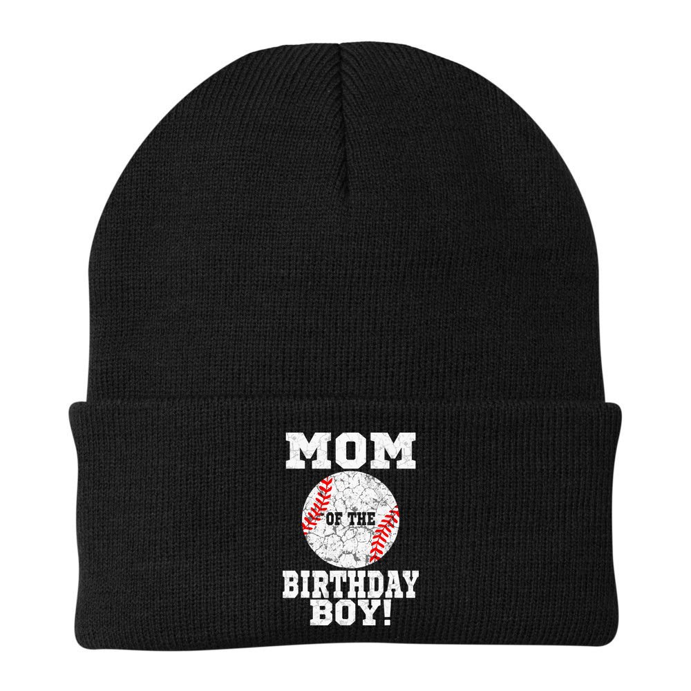 Mom Of The Birthday Boy Baseball Lover Vintage Retro Beanie