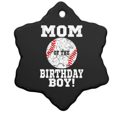 Mom Of The Birthday Boy Baseball Lover Vintage Retro Ceramic Star Ornament