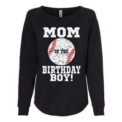 Mom Of The Birthday Boy Baseball Lover Vintage Retro Womens California Wash Sweatshirt